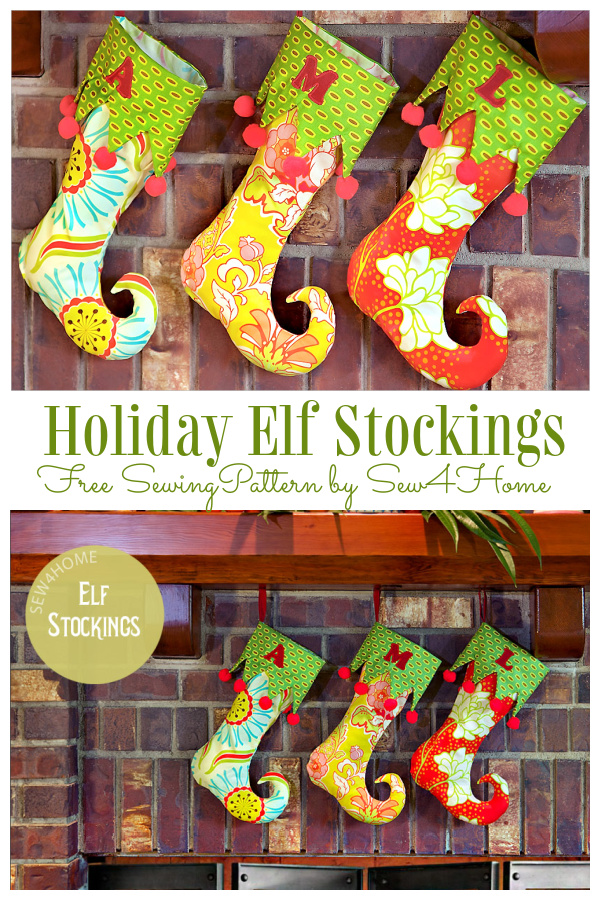 DIY Fabric Holiday Elf Stocking Free Sewing Patterns