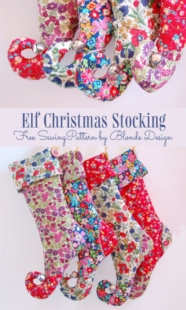 DIY Fabric Elf Christmas stocking Free Sewing Patterns