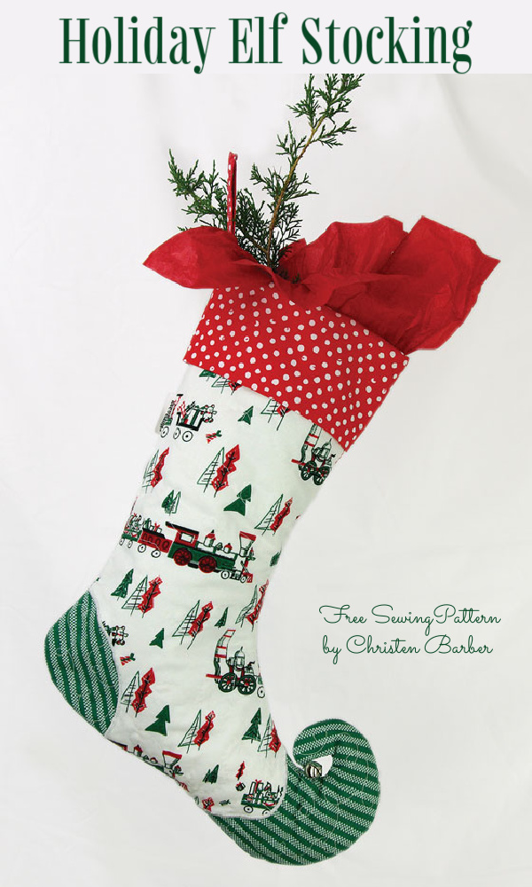 DIY Fabric Holiday Elf Stocking Free Sewing Patterns