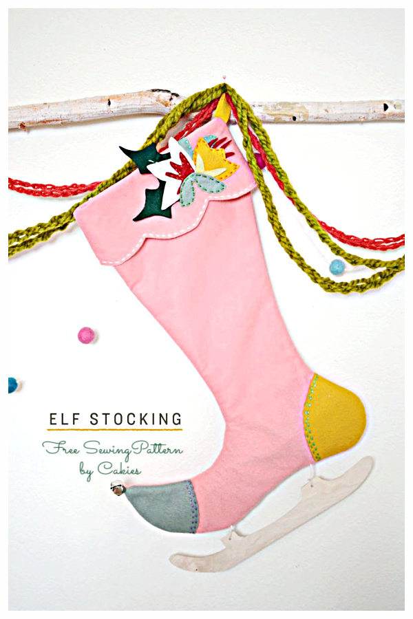 DIY Fabric Christmas Elf stocking Free Sewing Patterns