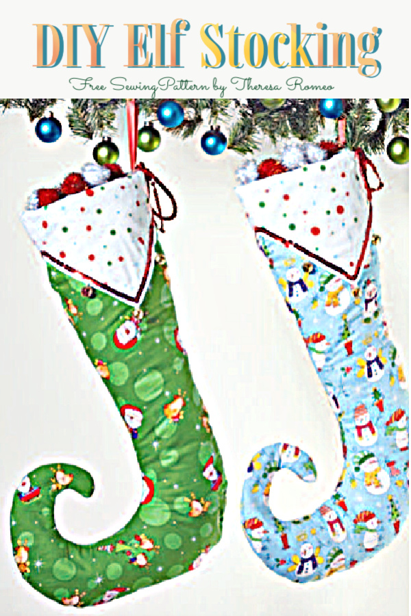 DIY Fabric Merry & Bright Christmas stocking Free Sewing Patterns