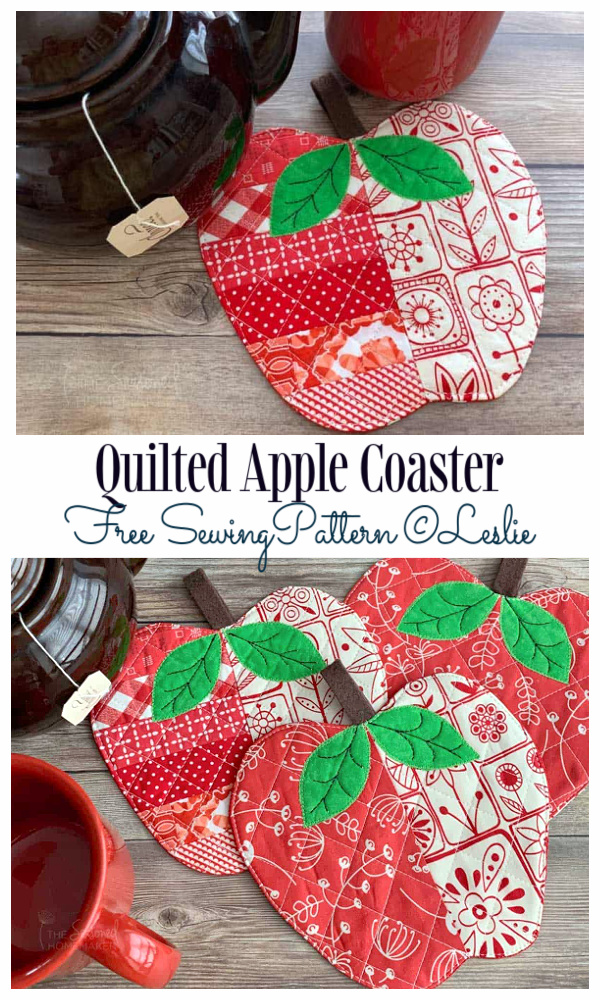 DIY Quilted Apple Coasters Free Sewing Pattern f2