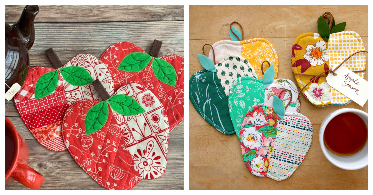 DIY Quilted Apple Coasters Free Sewing Patterns