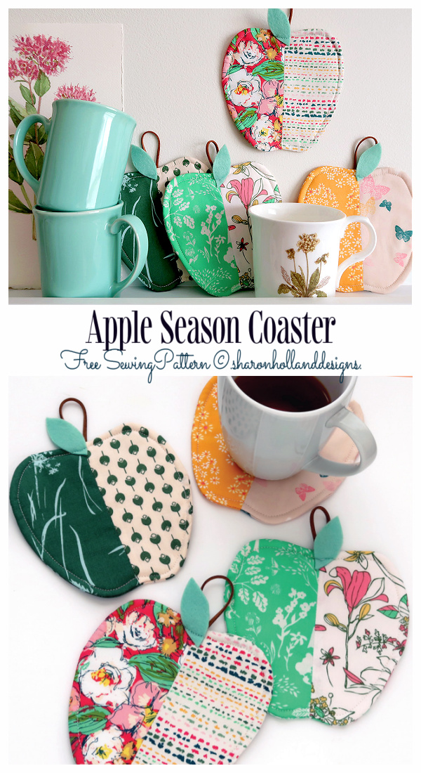 DIY Quilted Apple Season Coasters Free Sewing Patterns