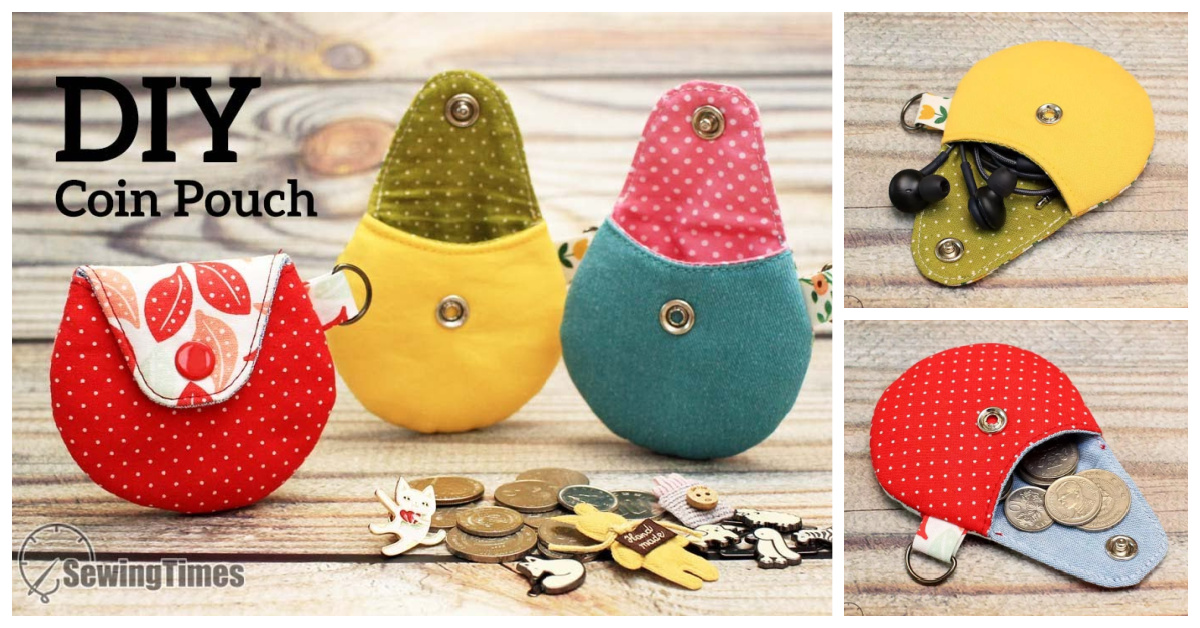 DIY Fabric Round Coin/Earbud Pouch Free Sewing Pattern + Video