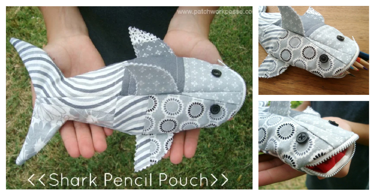 DIY Shark Pencil Case Free Sewing Pattern