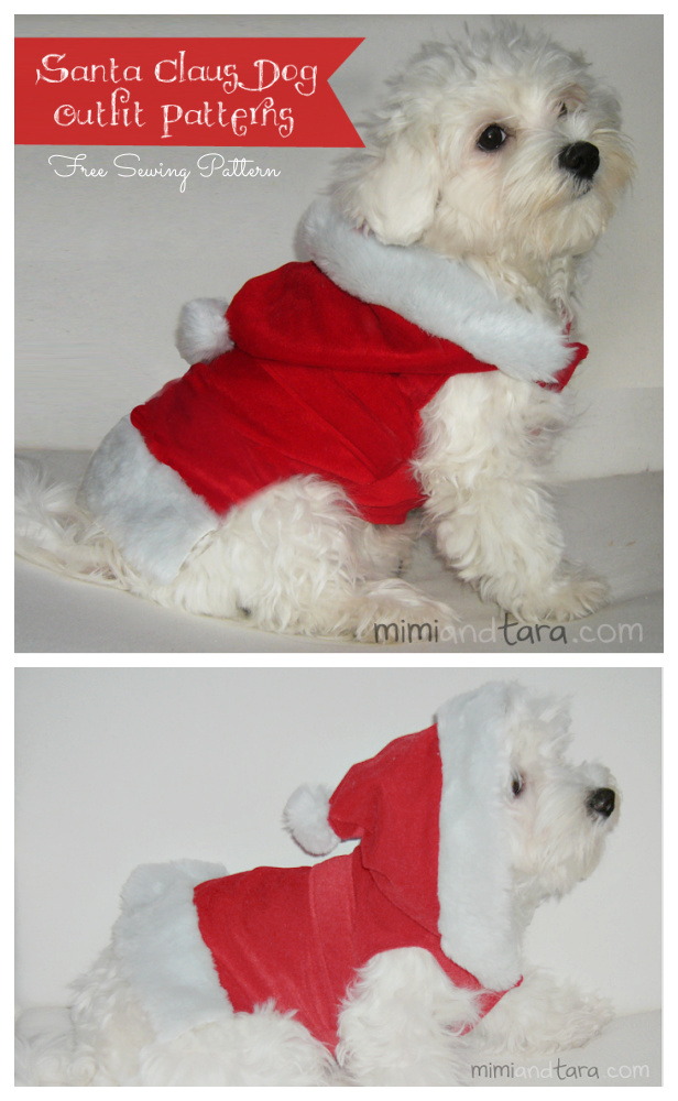 DIY Fabric Dog Christmas Santa Clause Outfit Free Sewing Patterns