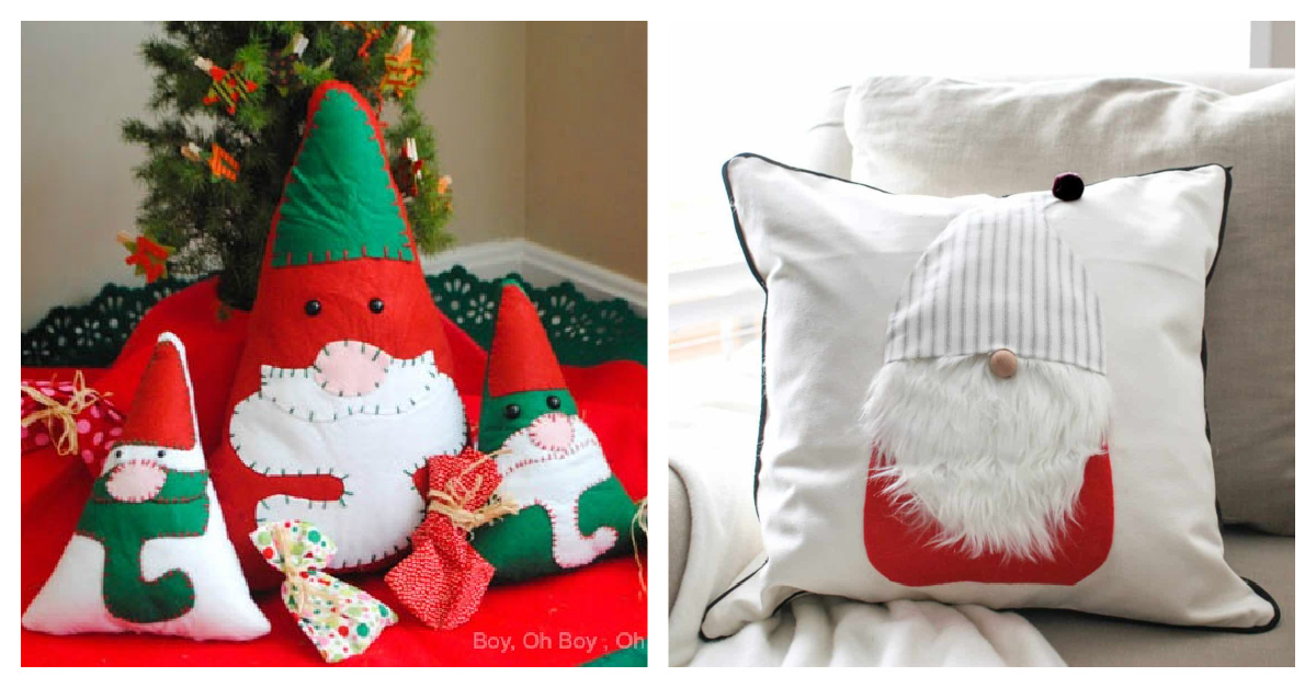 DIY Christmas Gnome Pillow Cover Free Sewing Patterns