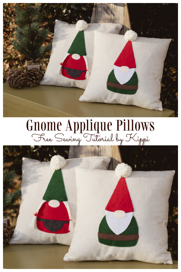 DIY Christmas Gnome Applique Pillow Free Sewing Patterns