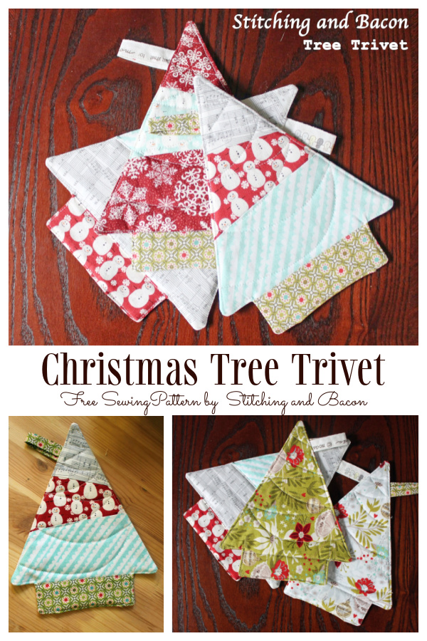 DIY Quilted Christmas Tree Trivet Free Sewing Pattern