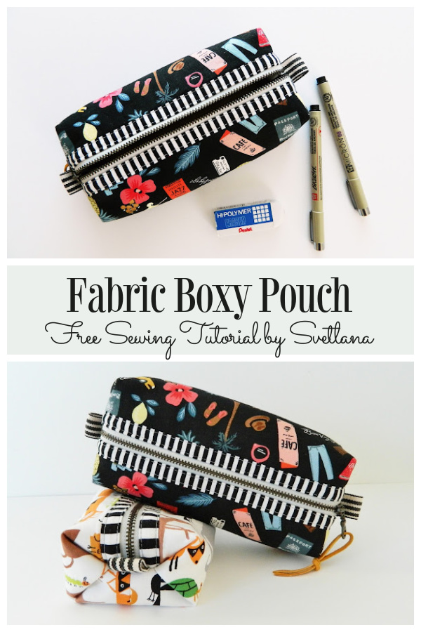 DIY Fabric Boxy Pouch Free Sewing Pattern