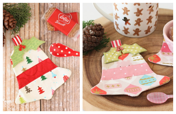 DIY Christmas Jingle Bell Coasters Sewing Pattern