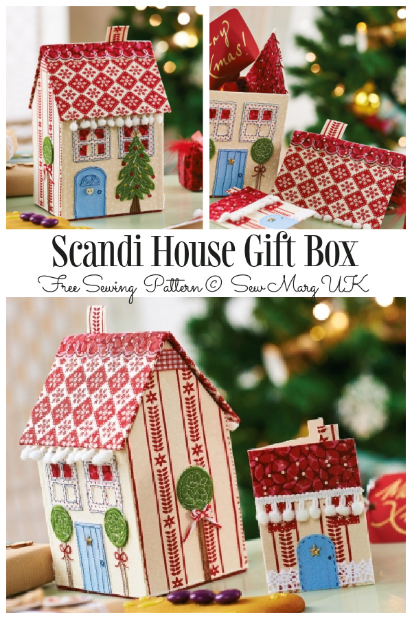 DIY Fabric Christmas Scandi House Gift Box Free Sewing Patterns