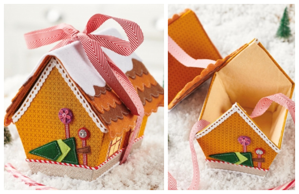 DIY Fabric Christmas House Gift Box Free Sewing Patterns