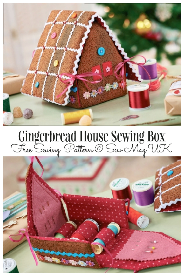 DIY Fabric Gingerbread House Sewing Box Free Sewing Pattern