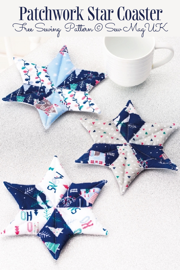 DIY Fabric Patchwork Star Coasters Free Sewing Pattern