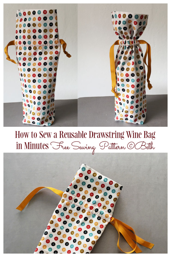 DIY Fabric Gift Bag for Bottle Free Sewing Patterns