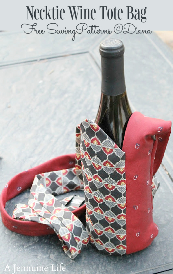 DIY Necktie Wine Tote Gift Bag Free Sewing Patterns