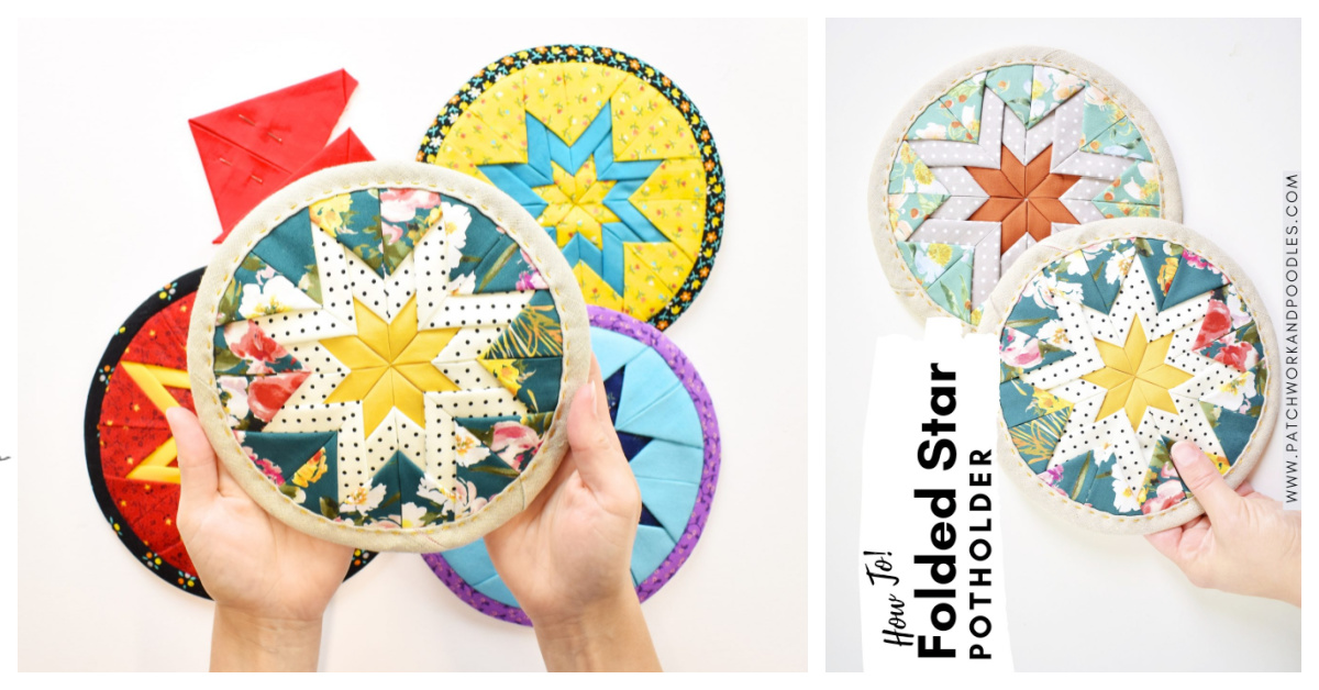 DIY Folded Star Pot Holder Free Sewing Patterns + Video
