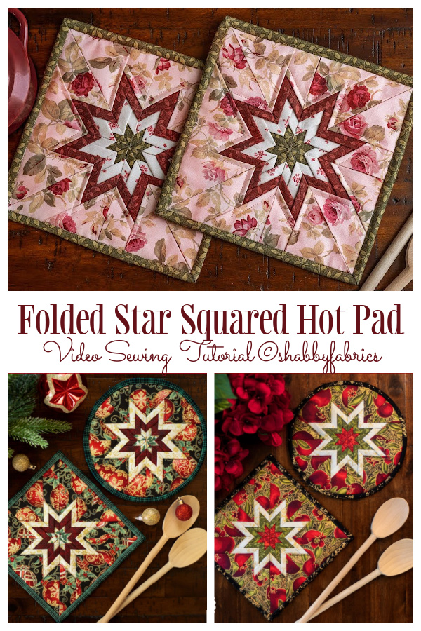 DIY Folded Star Squared Hot Pad Free Sewing Patterns