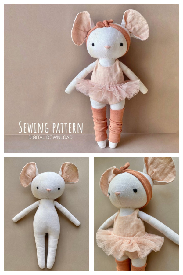 DIY Fabric Ballerina Mouse Sewing Pattern
