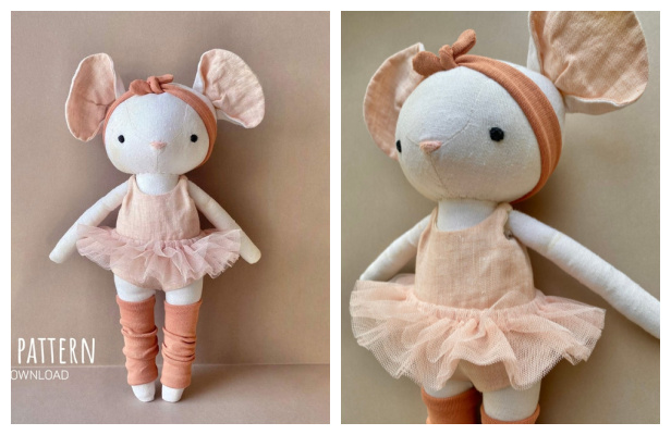 DIY Fabric Ballerina Mouse Sewing Pattern