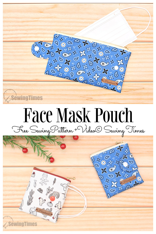 DIY Fabric Face Mask Pouch Free Sewing Pattern + Video