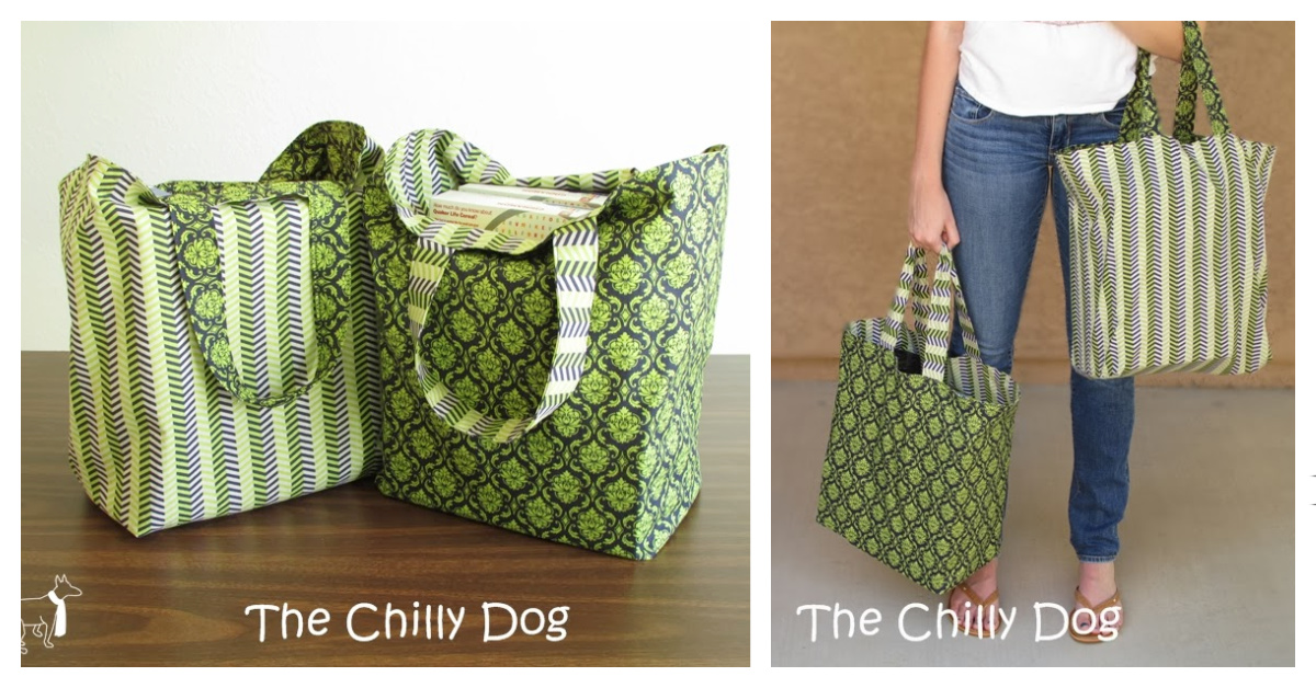 DIY Fabric Reversible Shopping Bag Free Sewing Pattern