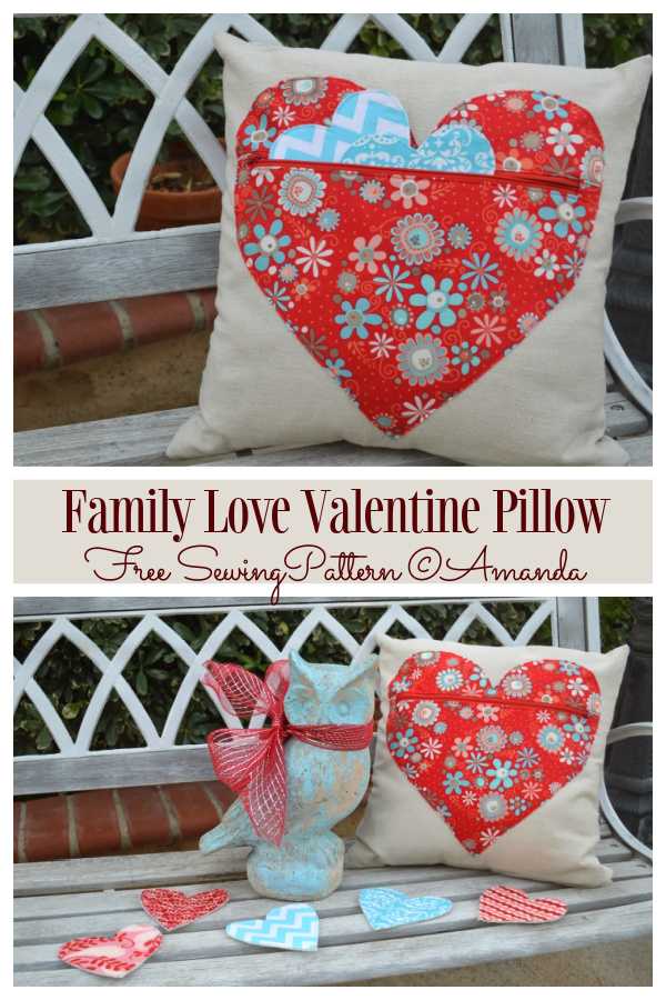 DIY Fabric Family Love Valentine Pillow Free Sewing Patterns