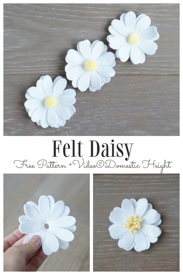 DIY Felt Daisy Flower Free Patterns - No Sew