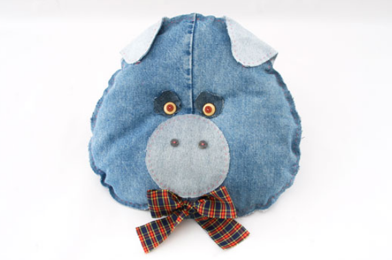 DIY Upcycled Jean BearCat Pillow Free Sewing Pattern