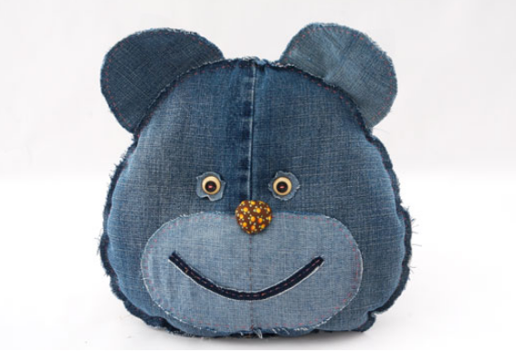 DIY Upcycled Jean BearCat Pillow Free Sewing Pattern