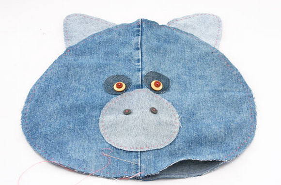 DIY Upcycled Jean BearCat Pillow Free Sewing Pattern