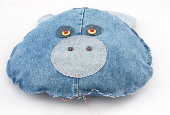 DIY Upcycled Jean BearCat Pillow Free Sewing Pattern