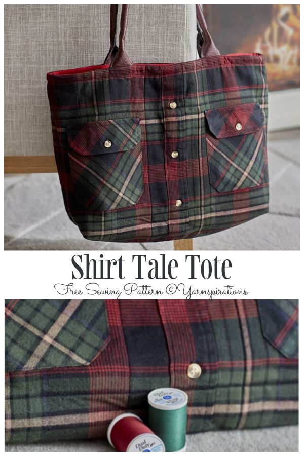 DIY Upcycled Shirt Tale Tote Free Sewing Pattern