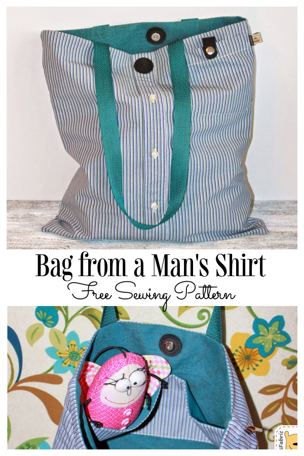 DIY Upcycled Shirt Tale Tote Free Sewing Pattern