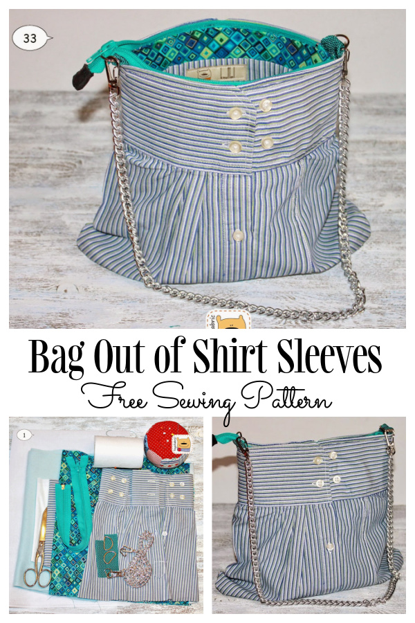 DIY Upcycled Shirt Sleeve Bag Free Sewing Pattern