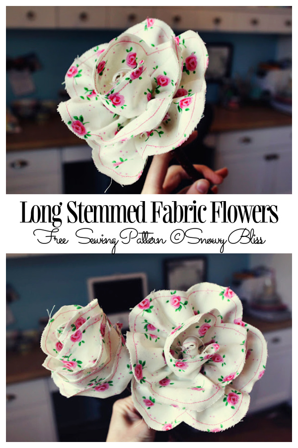 Easy DIY Fabric Rose Flower Free Sewing Pattern + Tutorials