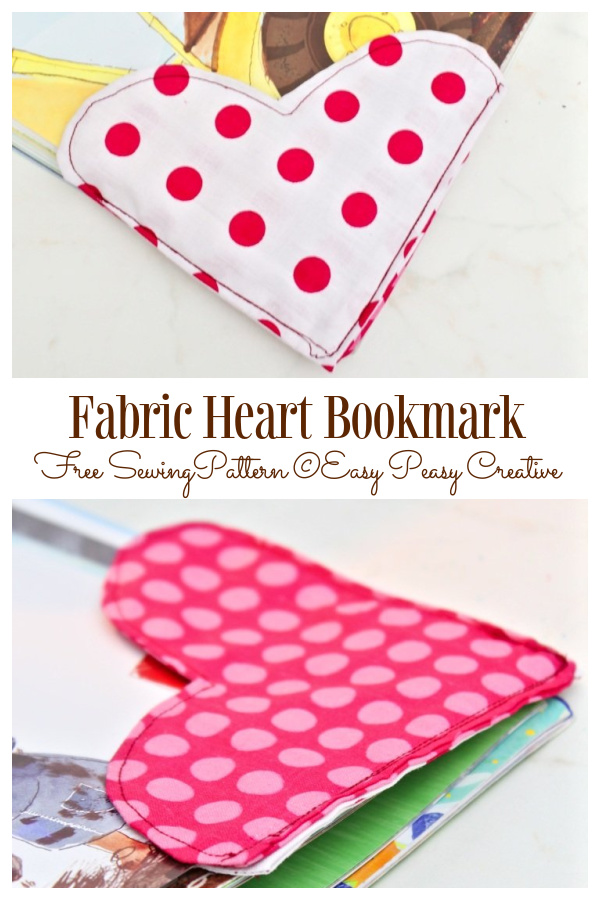 DIY Fabric Corner Heart bookmarks Free Sewing Patterns