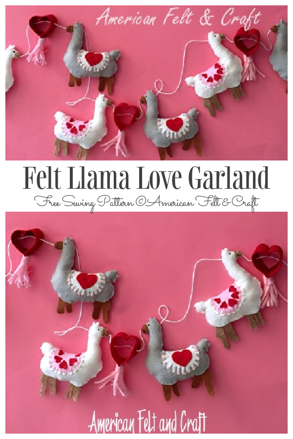 DIY Valentine Felt Llama Love Garland Free Sewing Pattern