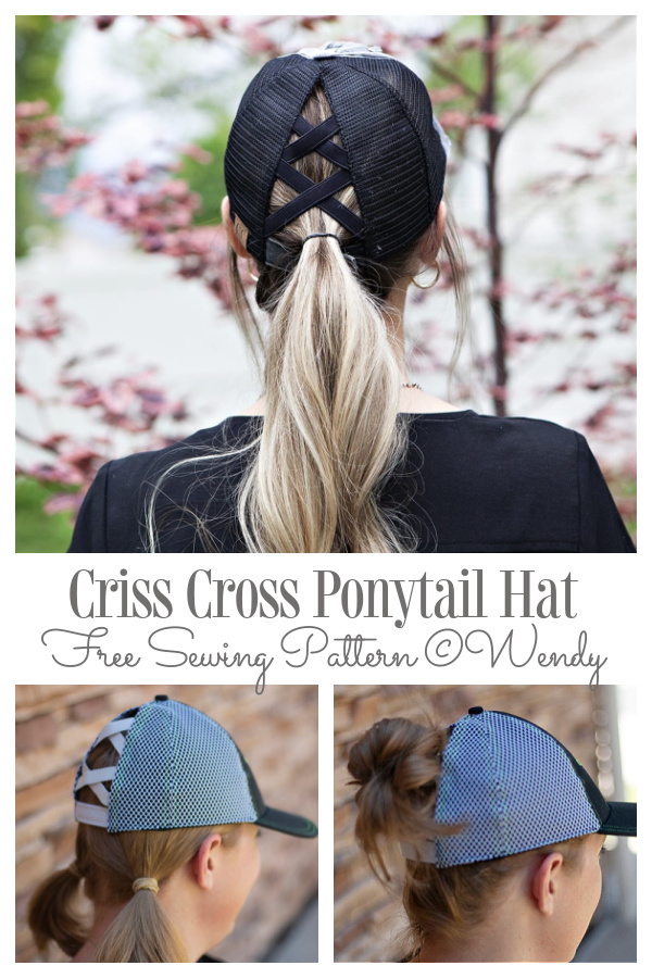 DIY Criss Cross Ponytail Hat Free Sewing Pattern
