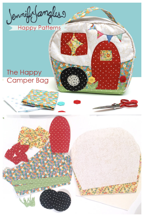 DIY Fabric Happy Camper Bag Sewing Pattern f1