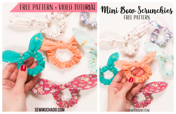 DIY Fabric Mini Bow Scrunchie Free Sewing Pattern