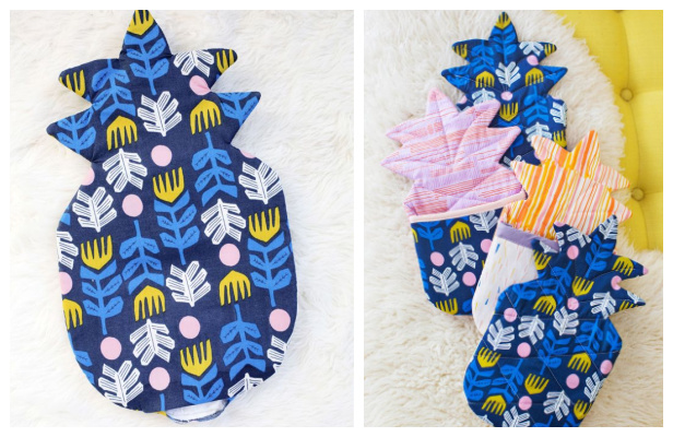 DIY Fabric Pineapple Oven Mitts Free Sewing Pattern