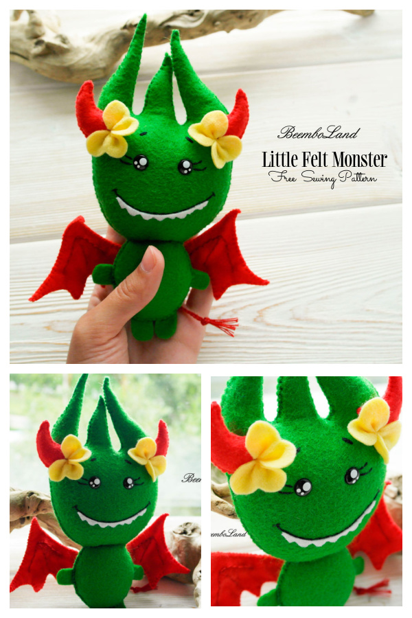 DIY Little Felt Monster Toy Free Sewing Pattern