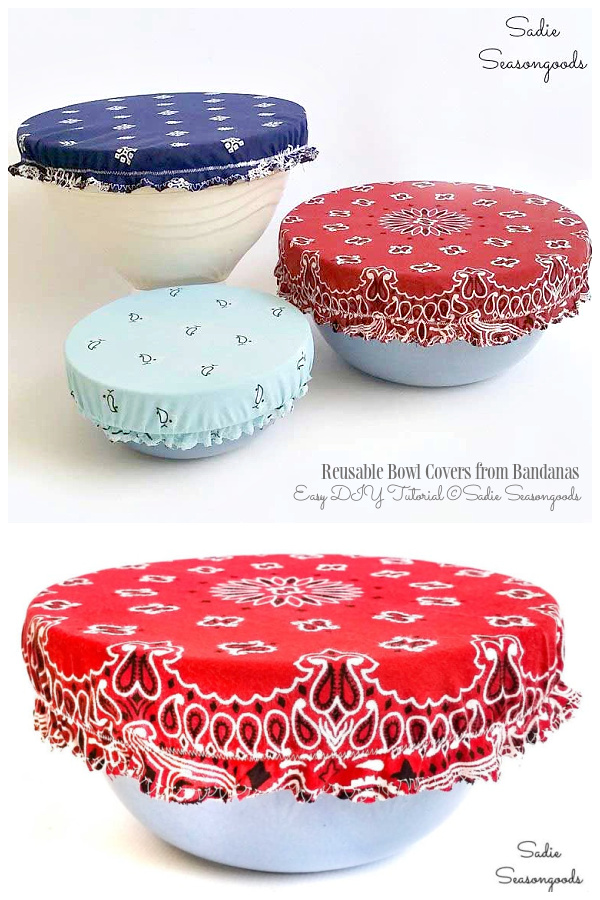 DIY Reusable Fabric Bandana Bowl Covers Easy Tutorial