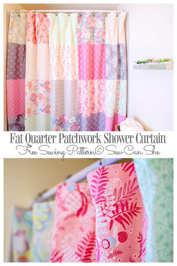 DIY Fat Quarter Patchwork Shower Curtain Free Sewing Patterns