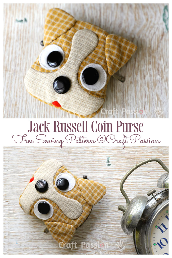 DIY Fabric Jack Russell Dog Coin Purse Free Sewing Patterns