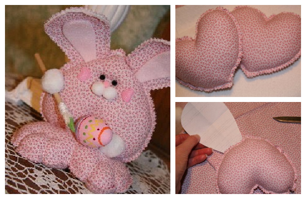 DIY Fabric Heart Easter Bunny Free Sewing Pattern
