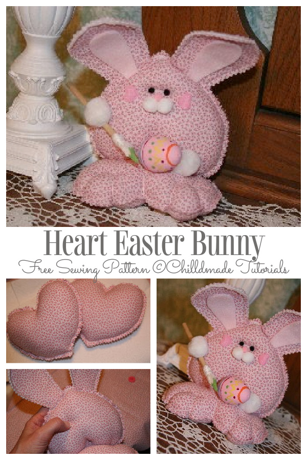 DIY Fabric Heart Easter Bunny Free Sewing Pattern